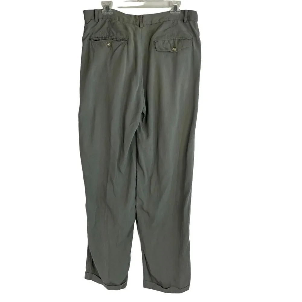 Tommy Bahama Mens Silk Front Pleats Full Length Relax Pants Gray Size 36